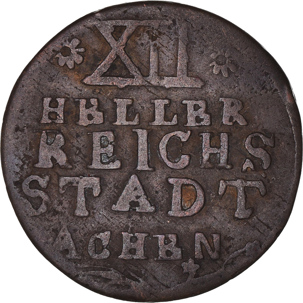 Moneta, Stati tedeschi, AACHEN, 12 Heller, 1794, MB, Rame, KM:51