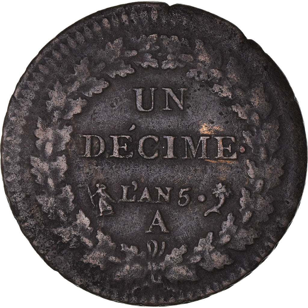 Monnaie, France, Dupré, Decime, AN 5, Paris, TTB, Bronze, Gadoury:187, KM:644.1