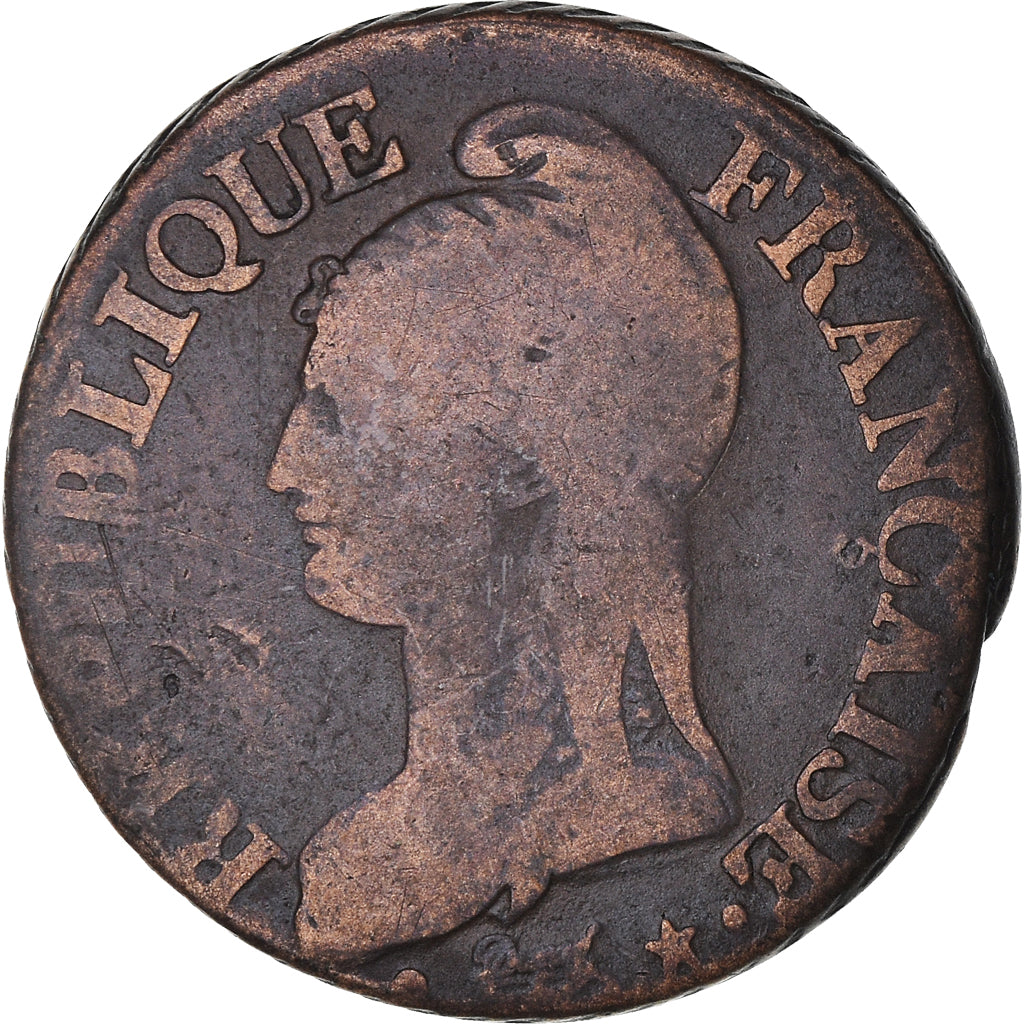 Coin, France, Dupré, 5 Centimes, AN 8, Metz, VF(20-25), Bronze, KM:640.2