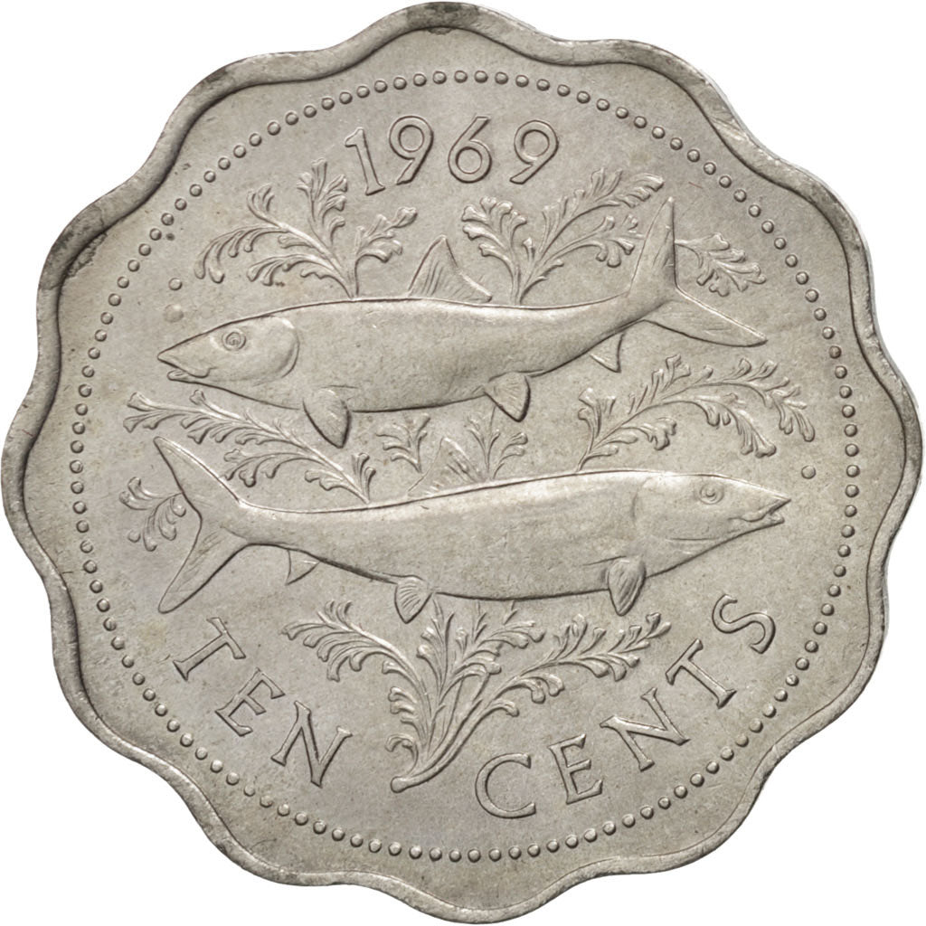 BAHAMAS, 10 Cents, 1969, KM #4, MS(63), Copper-Nickel, 23.5, 5.45