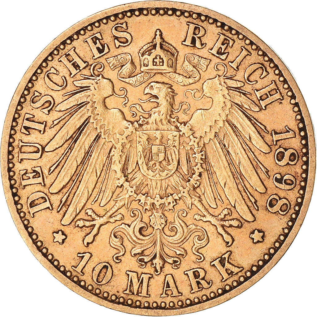 Moneta, Stati tedeschi, PRUSSIA, Wilhelm II, 10 Mark, 1898, Berlin, BB, Oro