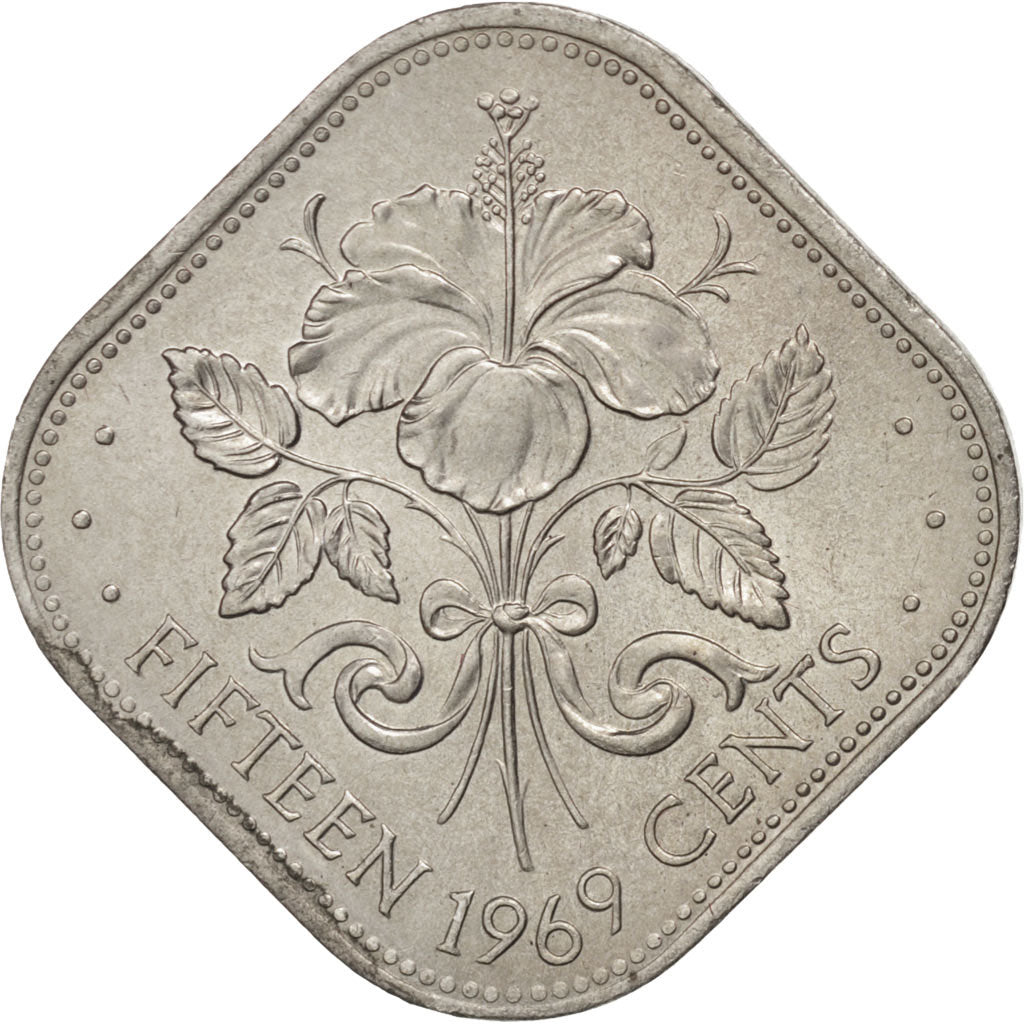 BAHAMAS, 15 Cents, 1969, KM #5, MS(63), Copper-Nickel, 25, 6.43