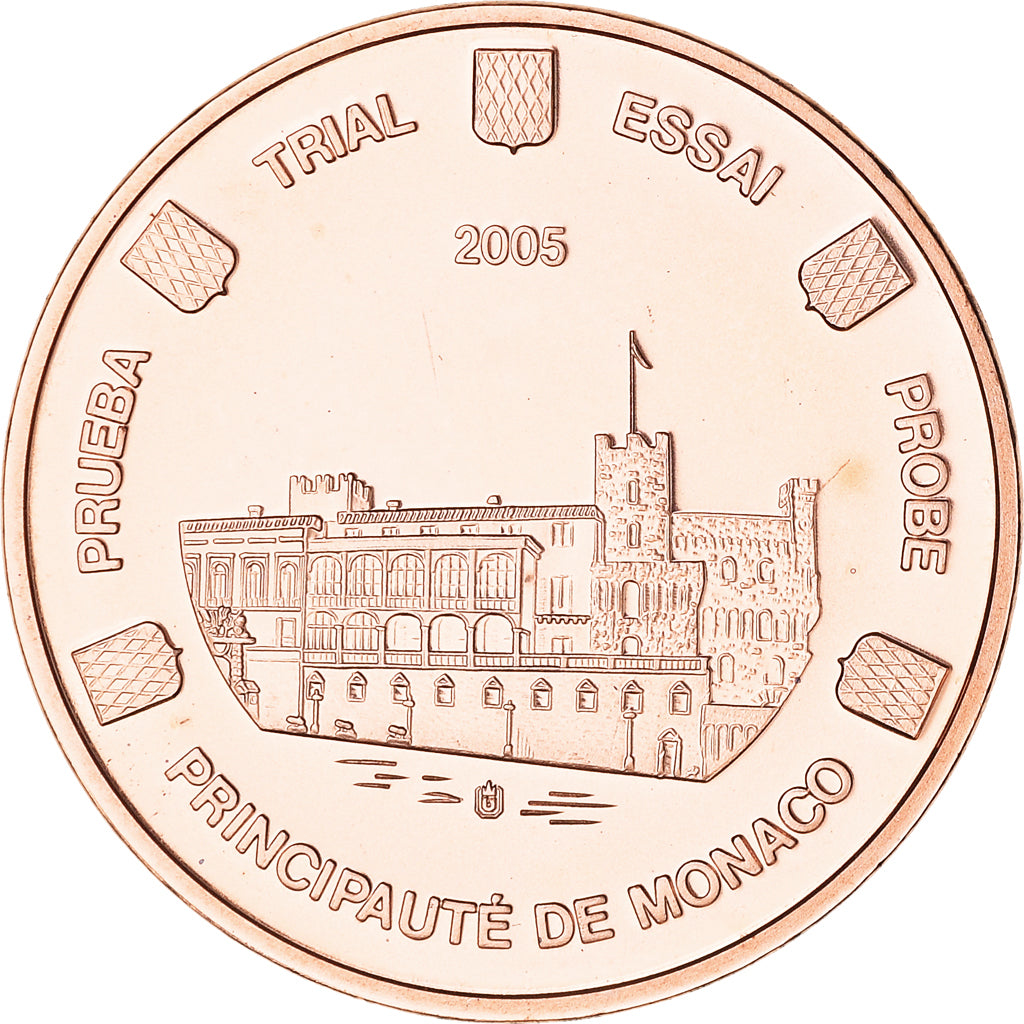 Monaco, 2 Euro Cent, 2005, unofficial private coin, MS(64), Copper Plated Steel