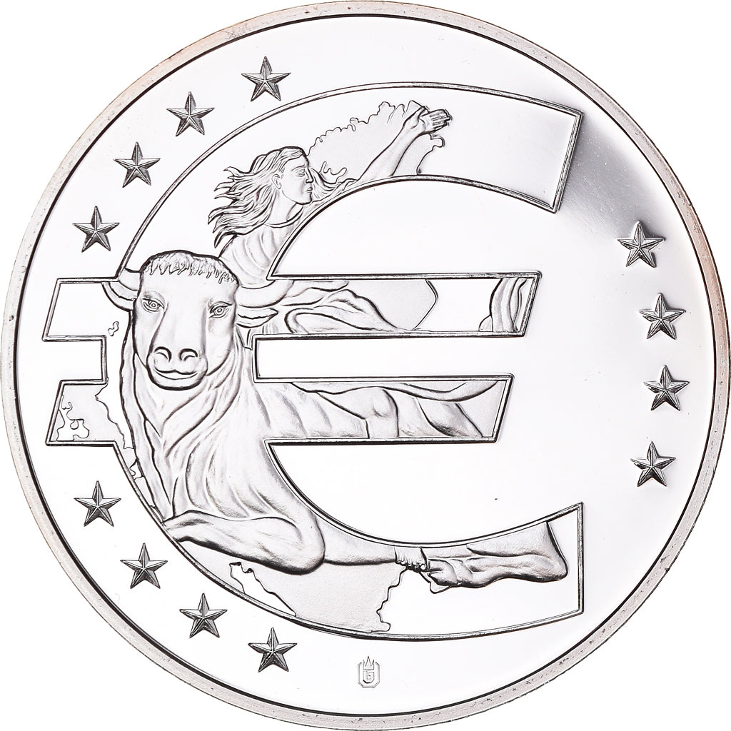 Francia, medalla, 10 ans de l'Euro, Politics, SC+, Copper Plated Silver