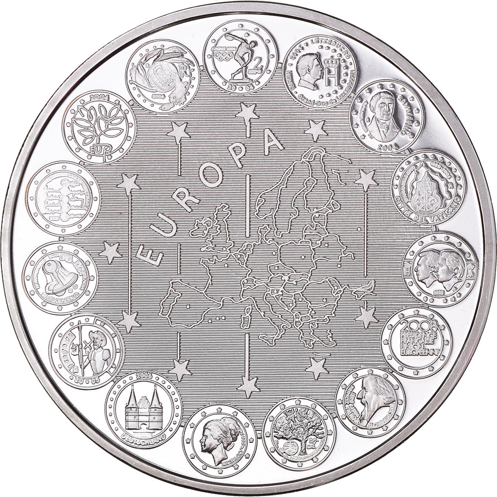France, Medal, Europe, Monaco, 2007, MS(65-70), Copper Plated Silver