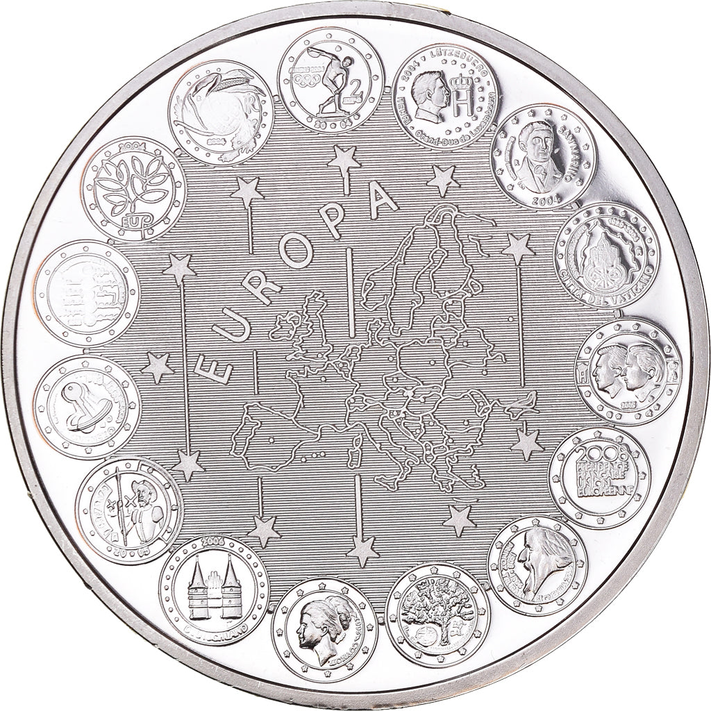 France, Medal, Europe, Monaco, 2007, MS(65-70), Copper Plated Silver
