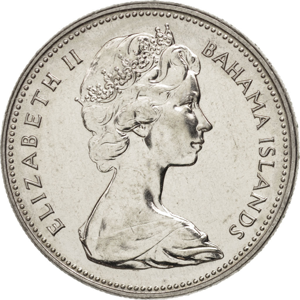 BAHAMAS, 25 Cents, 1969, Franklin Mint, KM #6, MS(63), Nickel, 24.26, 6.66