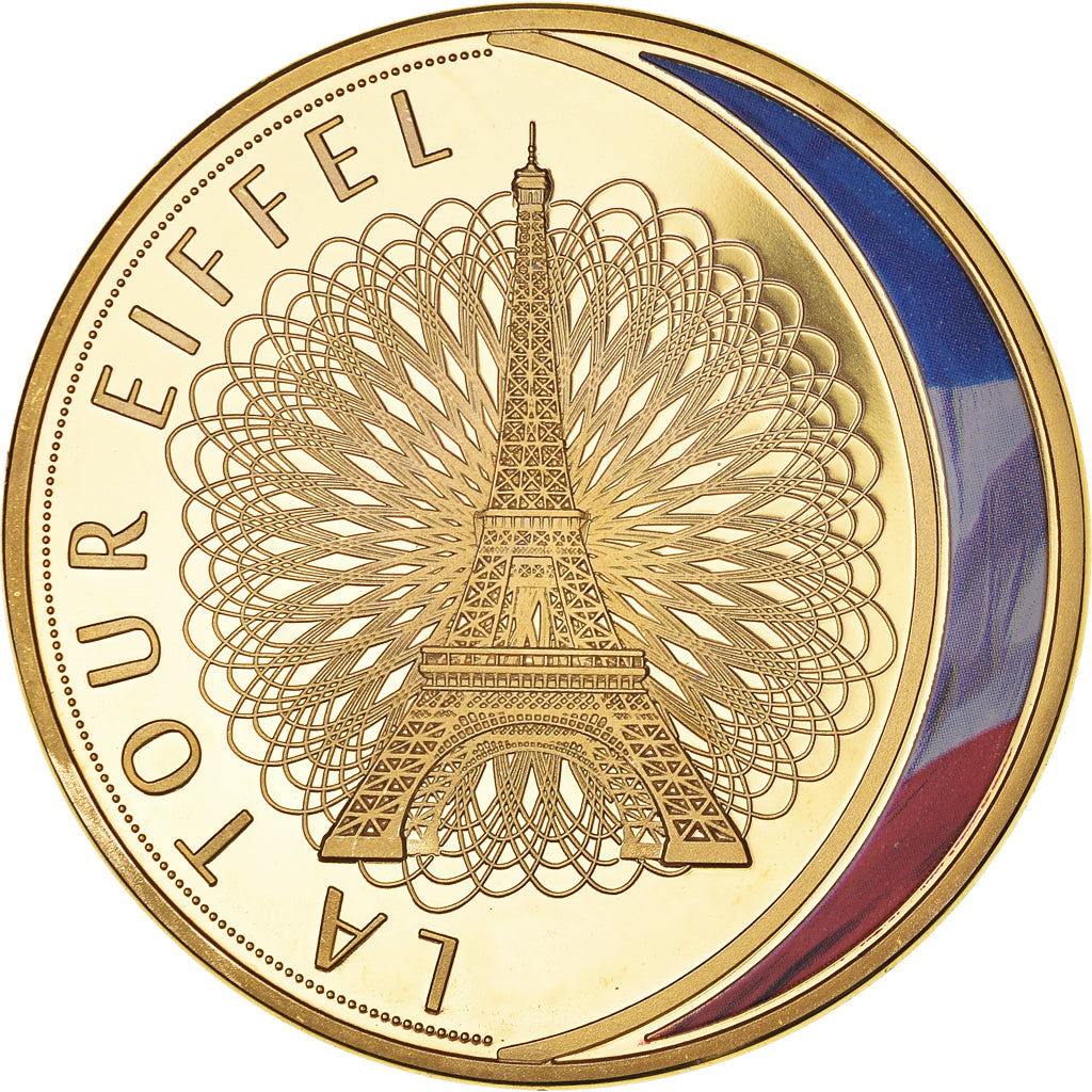 França, medalha, Les Emblèmes Français, La Tour Eiffel, MS(65-70), Cobre