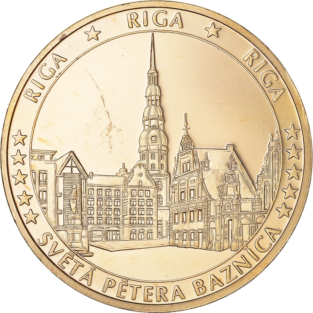 France, Token, Riga - Sv Petera Baznica, MS(63), Copper Gilt