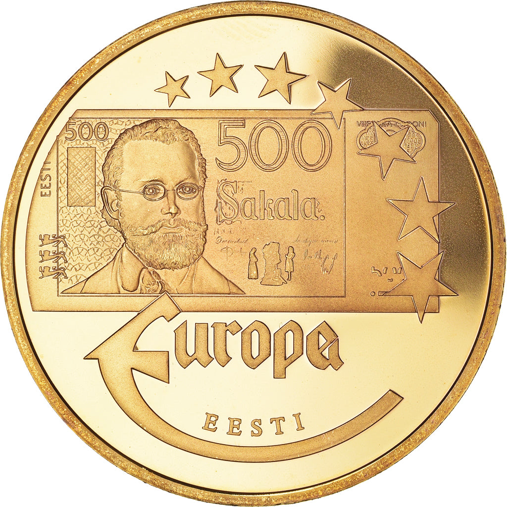 Frankrijk, Medaille, L'Europe, 500 Sakala, Estonie, 2003, UNC, Copper Gilt