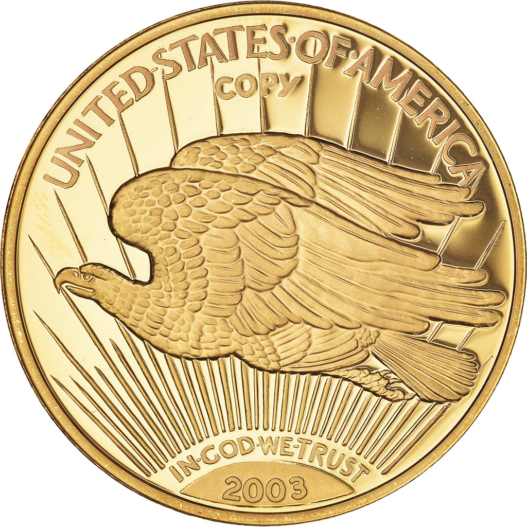 Francia, medalla, Reproduction Twenty Dollar Liberty, FDC, Copper Gilt