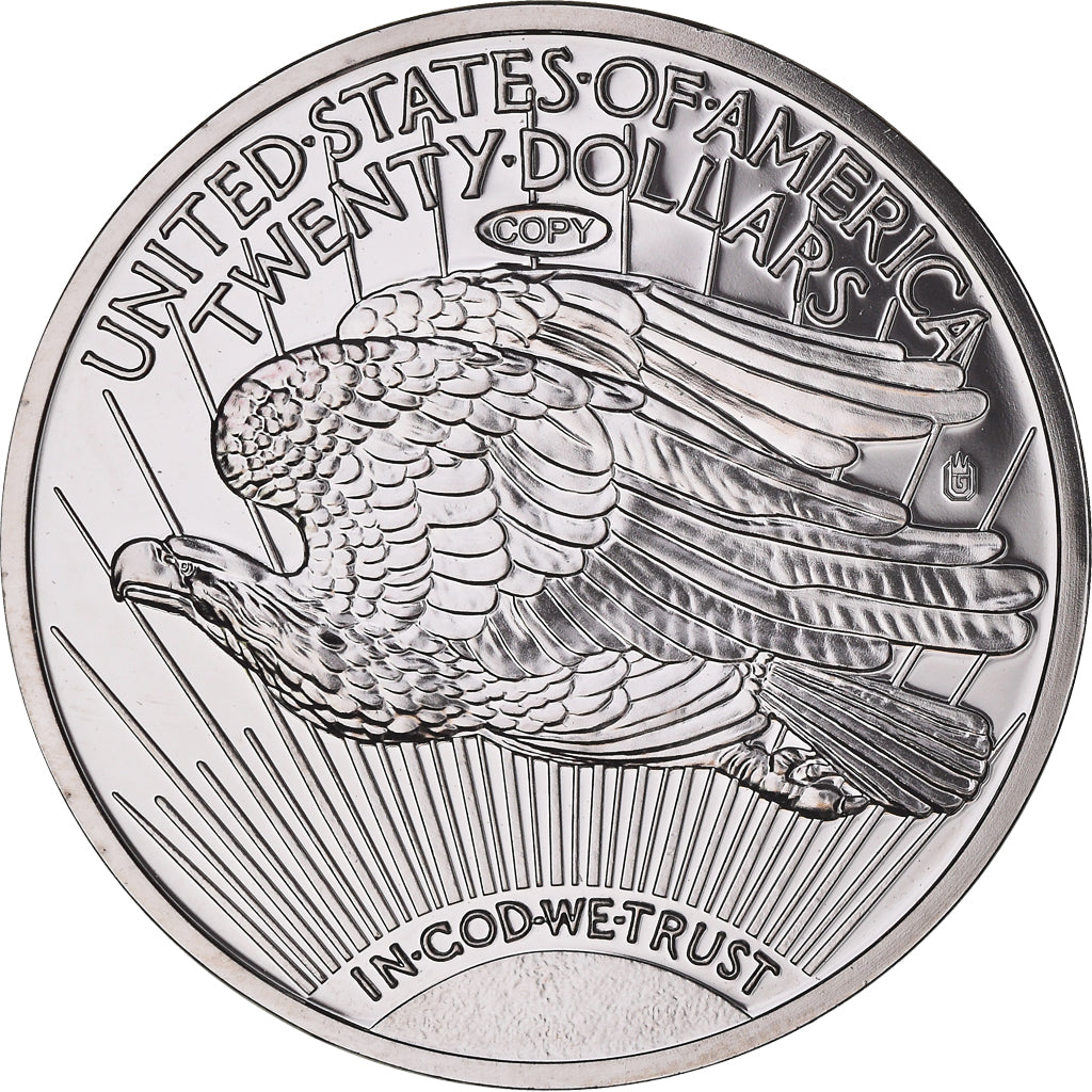 Francia, medaglia, Reproduction Twenty Dollar Liberty, FDC, Rame dorato