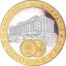 Grecja, medal, Europa, 100 drachmes, MS(63), Bimetaliczny