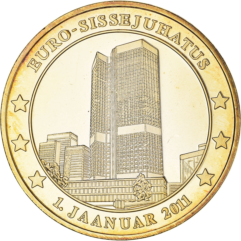 Estonia, Medal, Europa, Euro-Sissejuhatus, Politics, Society, War, 2011, MS(63)