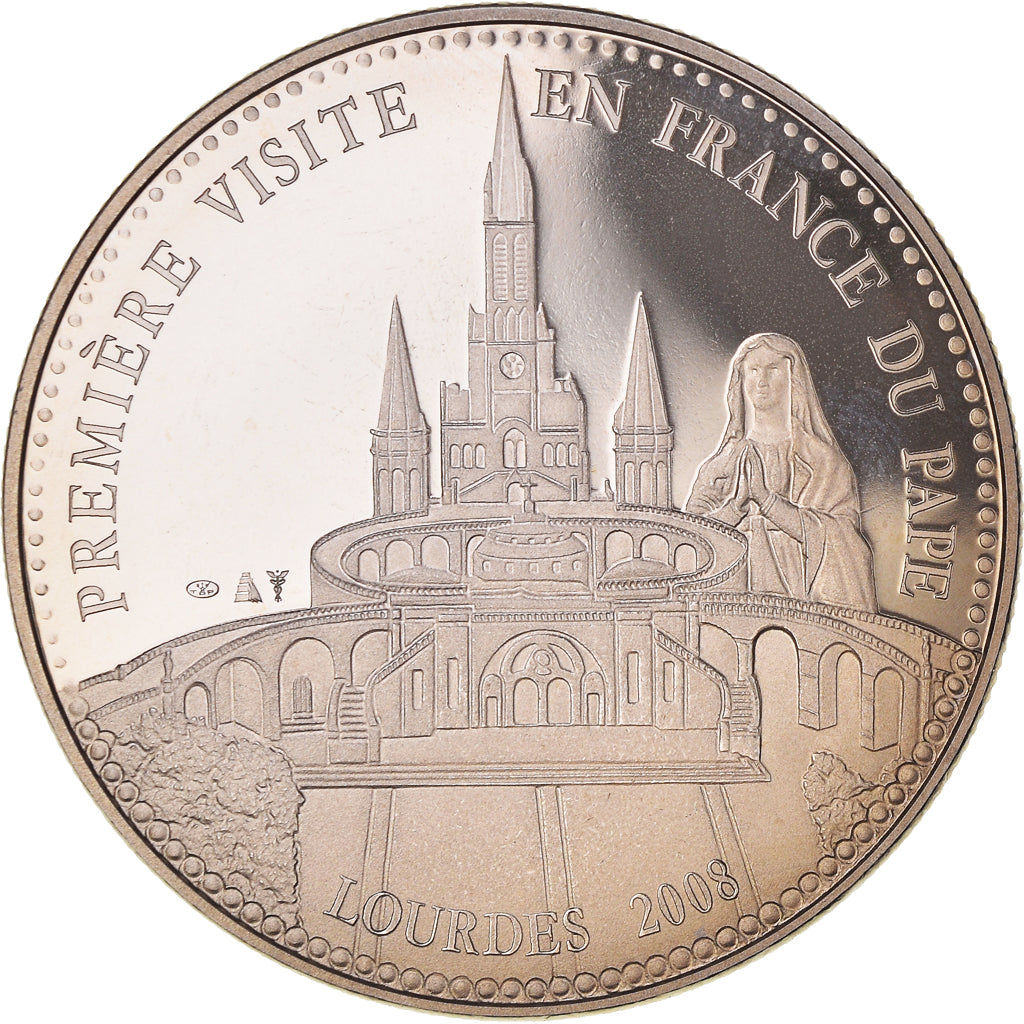 Francia, medaglia, Première Visite du Pape Benoit XVI en France, Lourdes, 2008