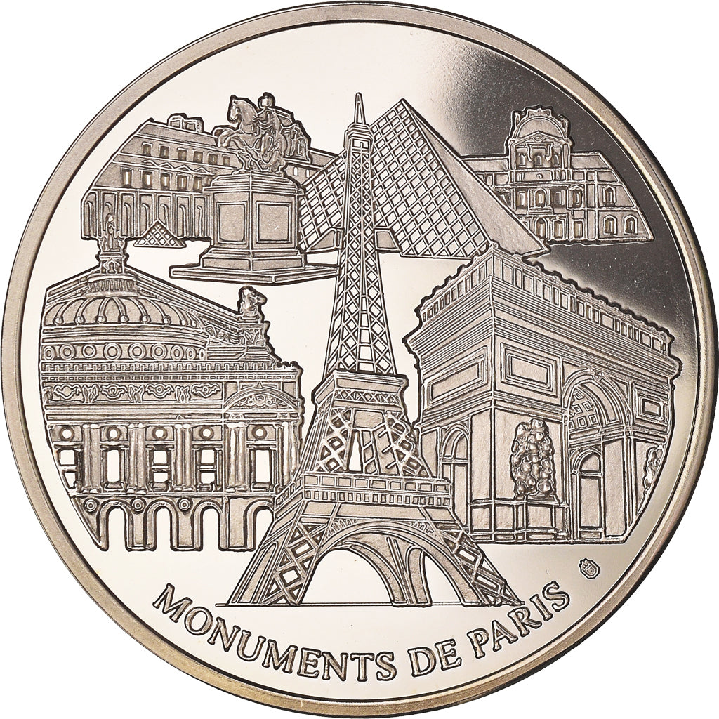 Francia, medaglia, Monuments de Paris, La Tour Eiffel, FDC, Doratura in