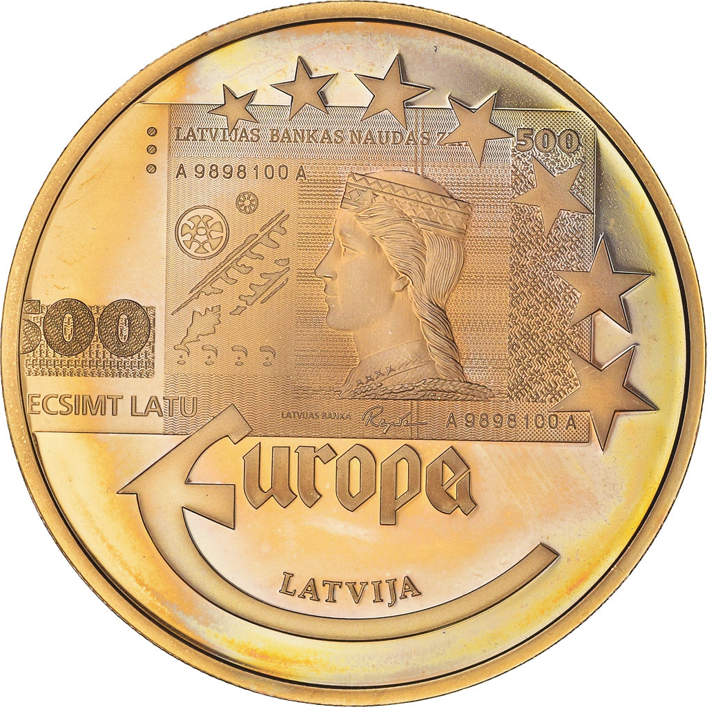 Francia, medalla, L'Europe, 500 Latu Lettonie, 2003, SC+, Copper Gilt