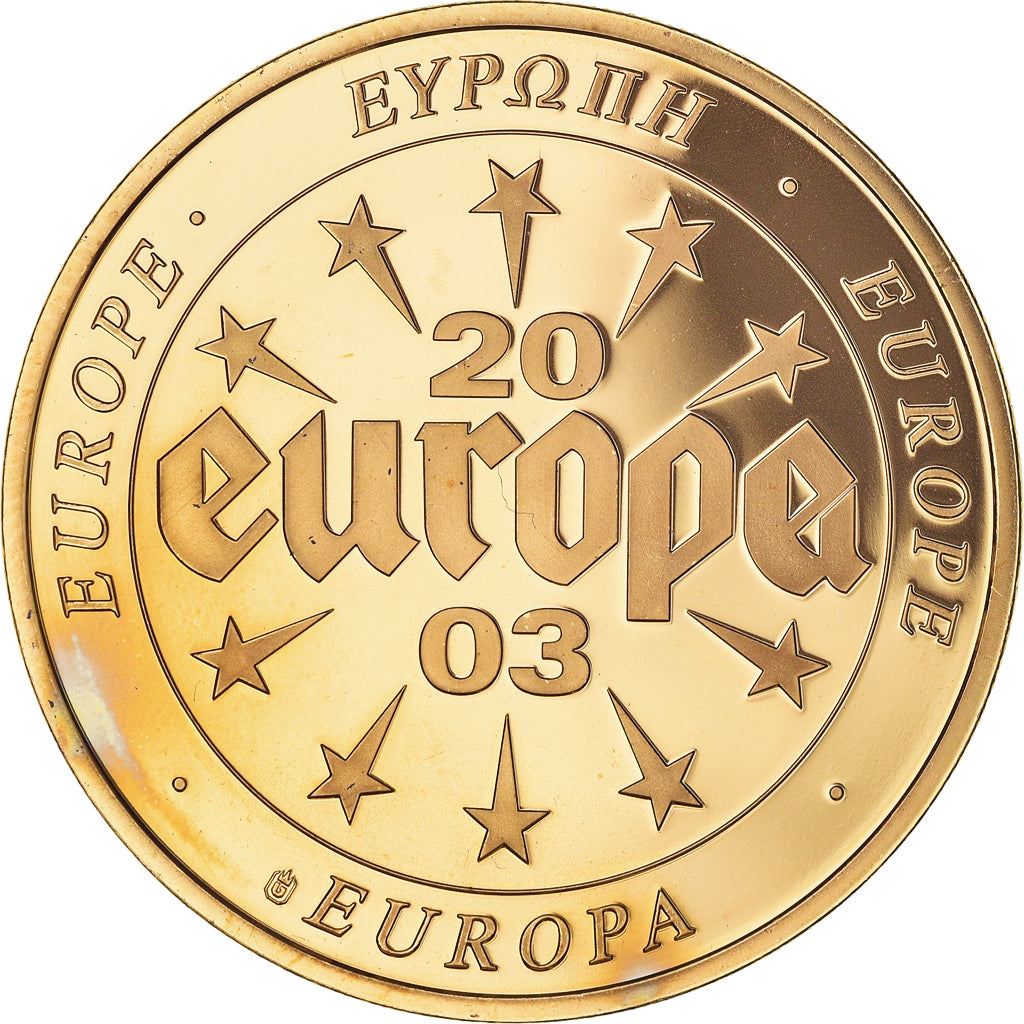Francia, medalla, L'Europe, 500 Latu Lettonie, 2003, SC+, Copper Gilt