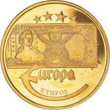 France, Medal, L'Europe, 20 Livres Chypriotes, Chypre, 2003, MS(64), Copper Gilt