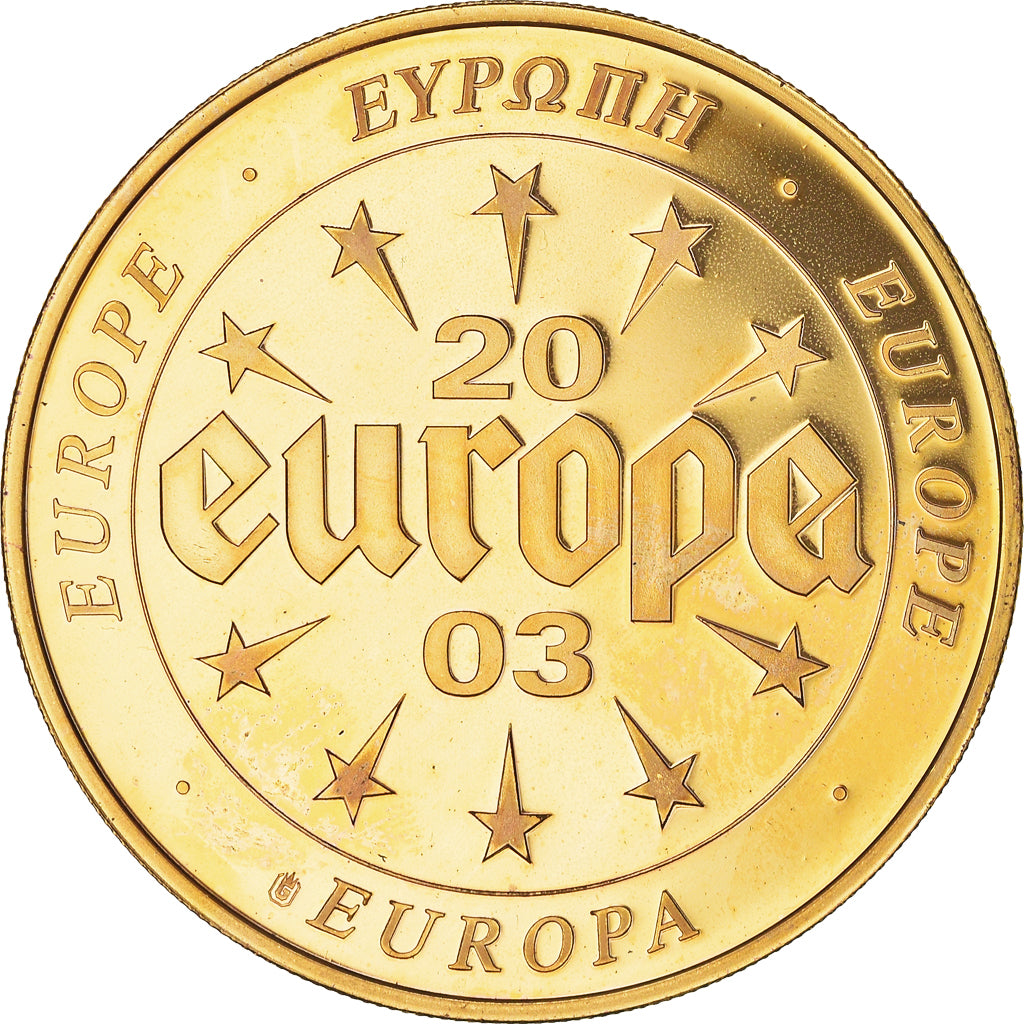 France, Medal, L'Europe, 20 Livres Chypriotes, Chypre, 2003, MS(64), Copper Gilt