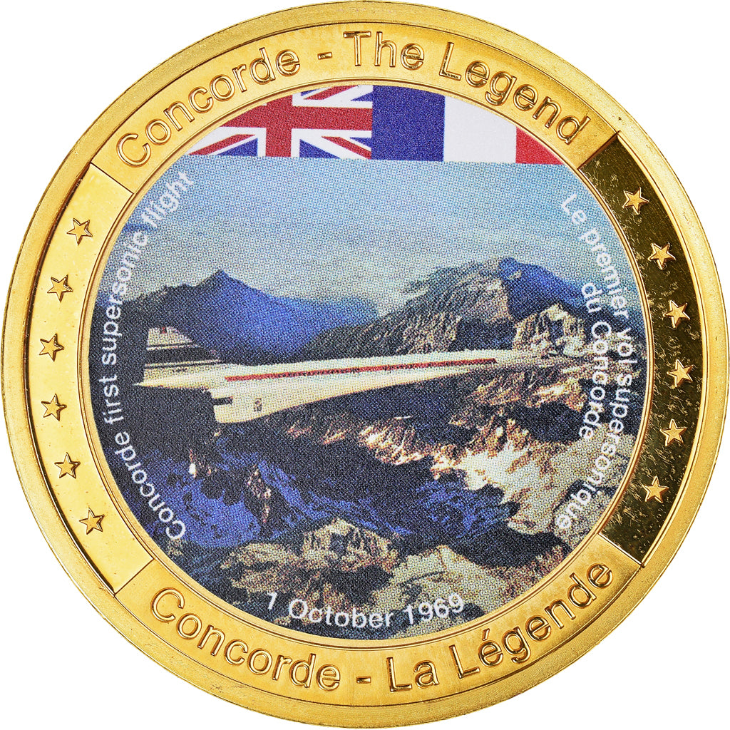 France, Medal, Concorde, La Légende, Aviation, MS(65-70), Copper Gilt