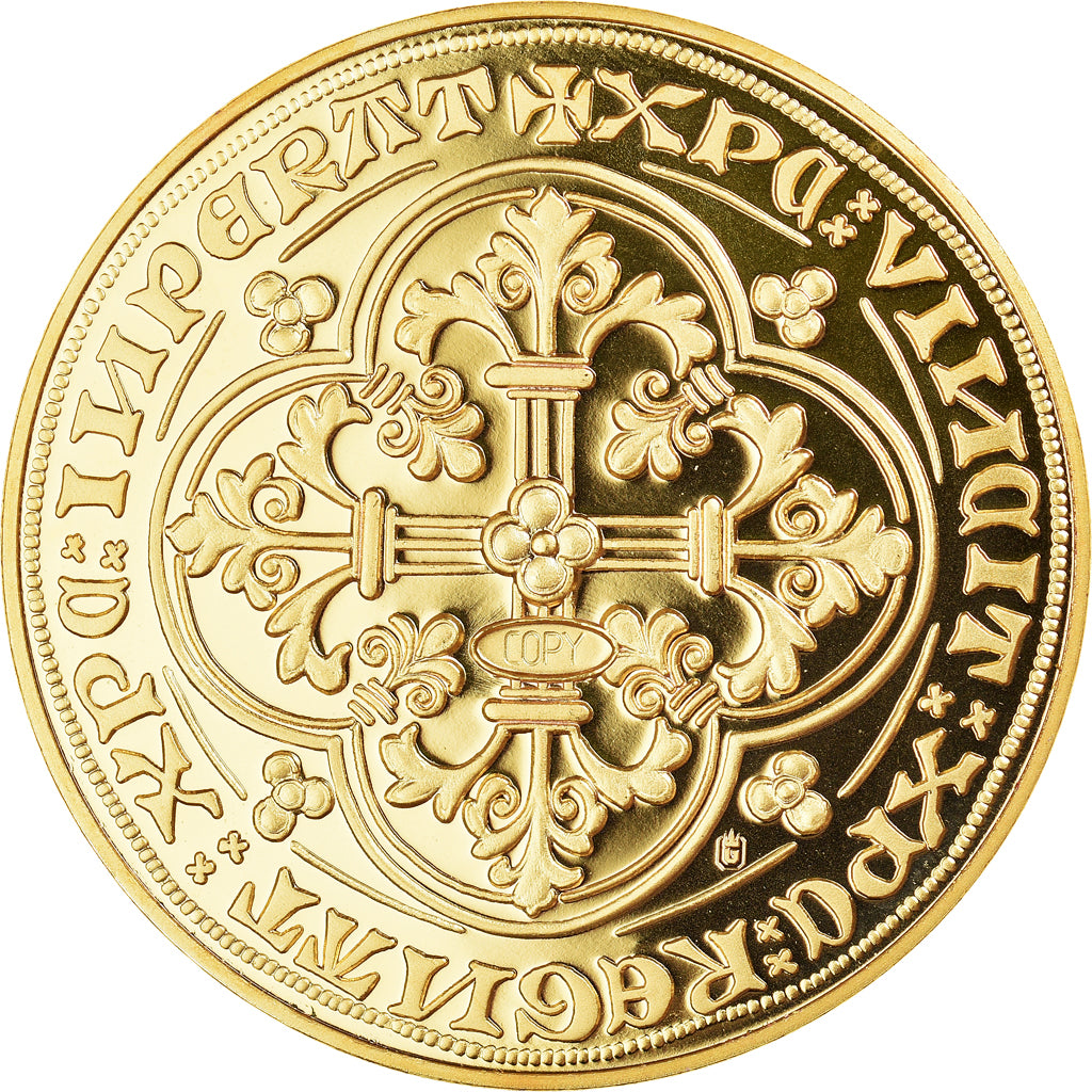France, Medal, Reproduction du Franc à Cheval, MS(65-70), Copper Gilt