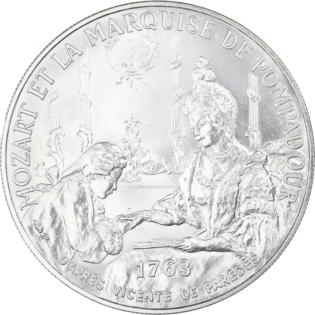 Frankreich, Medaille, Mozart et la Marquise de Pompadour, 1991, STGL, Silber