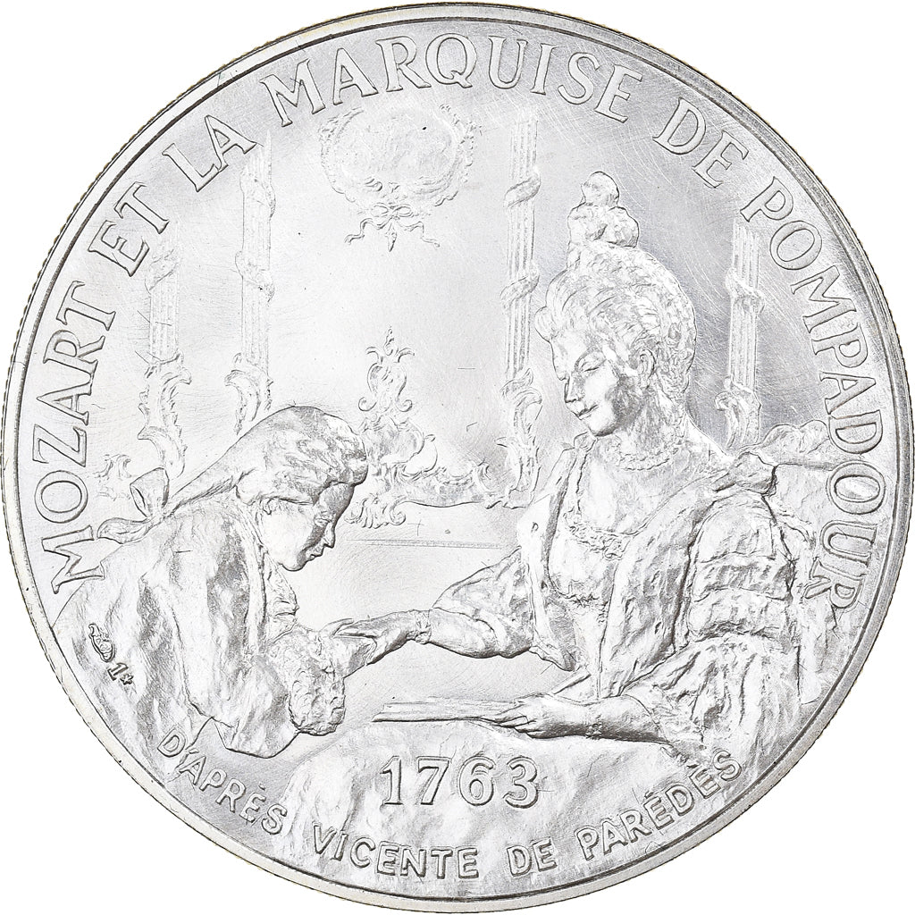 Francia, medaglia, Mozart et la Marquise de Pompadour, 1991, SPL, Argento