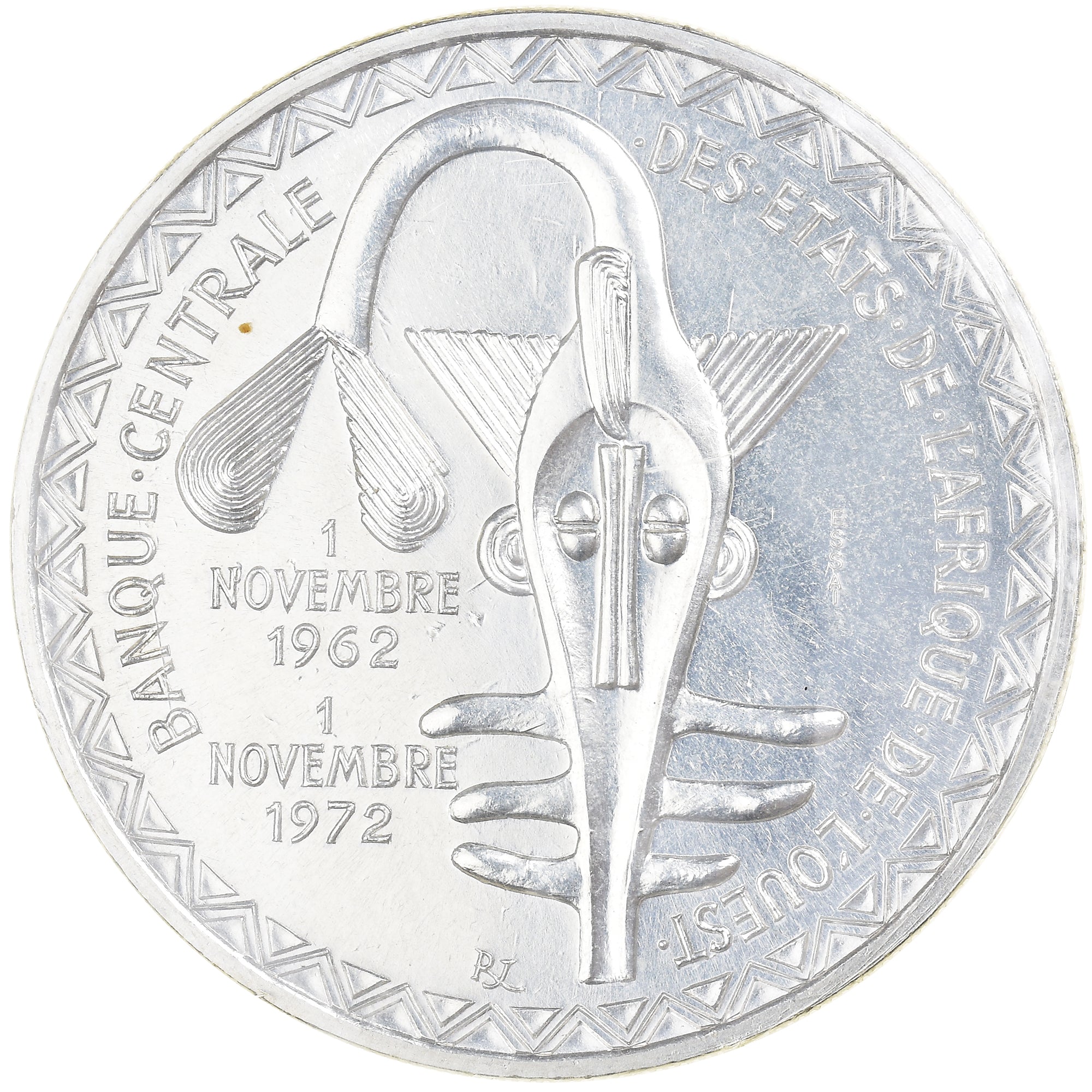 Moneta, Kraje Afryki Zachodniej, 500 Francs, 1972, Paris, MS(65-70), Srebro