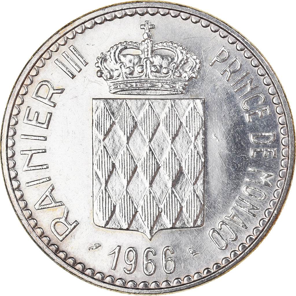 Coin, Monaco, Rainier III, 10 Francs, 1966, AU(50-53), Silver, KM:146
