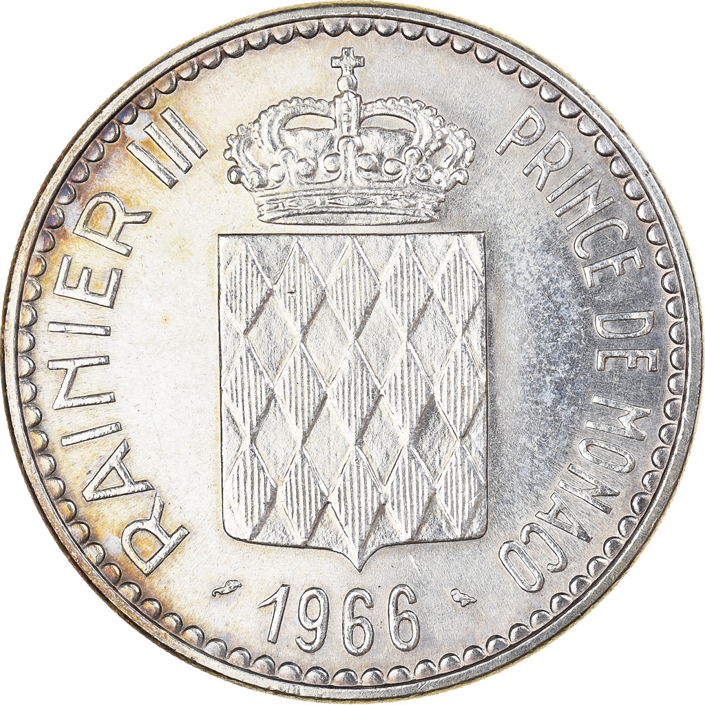 Coin, Monaco, Rainier III, 10 Francs, 1966, AU(50-53), Silver, KM:146
