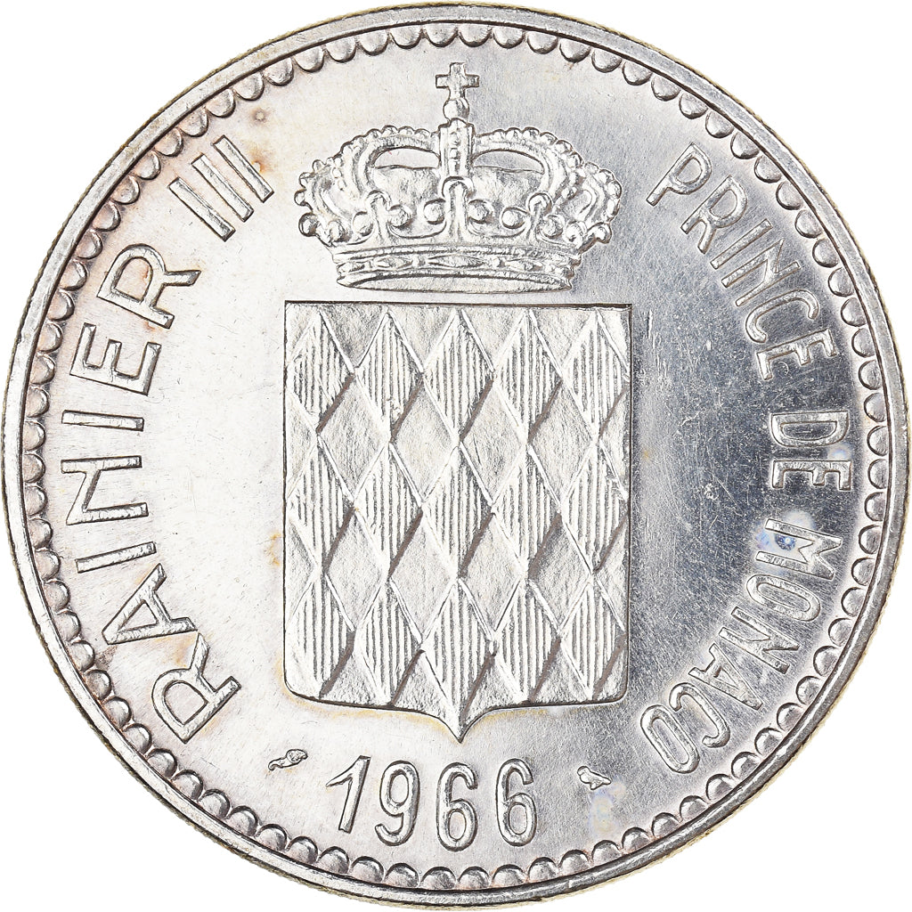 Coin, Monaco, Rainier III, 10 Francs, 1966, AU(55-58), Silver, KM:146