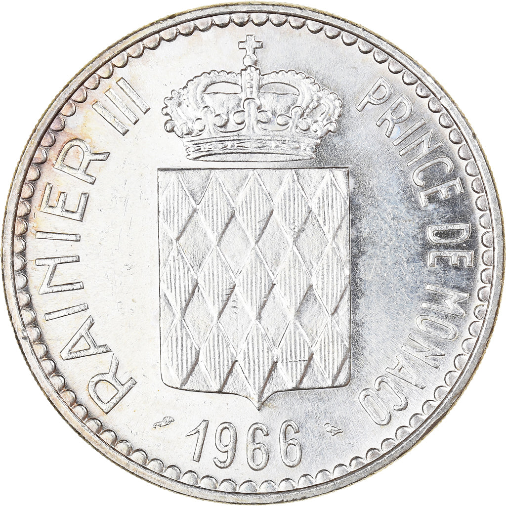 Moneta, Monaco, Rainier III, 10 Francs, 1966, MS(60-62), Srebro, KM:146