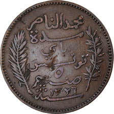 Moneta, Tunisia, Muhammad al-Nasir Bey, 5 Centimes, 1908, Paris, MB, Bronzo