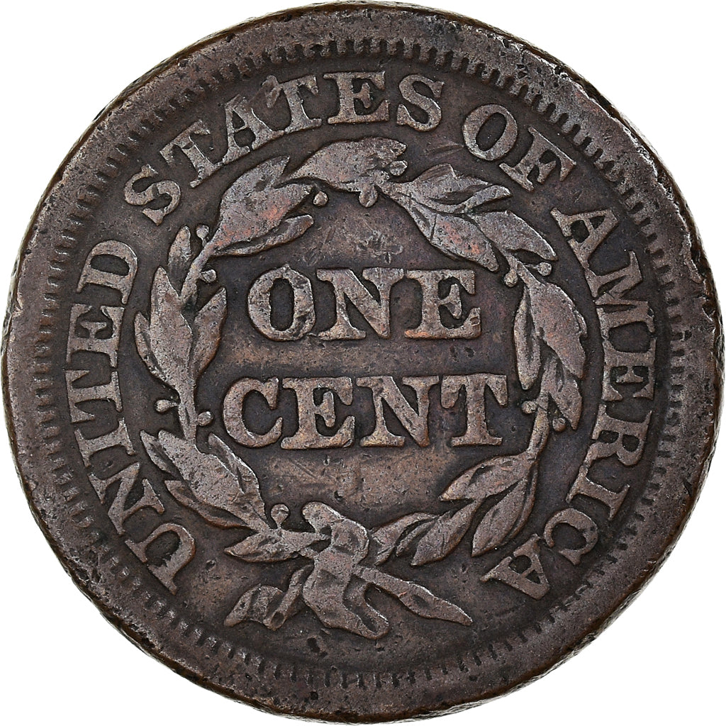 Coin, United States, Braided Hair Cent, Cent, 1848, U.S. Mint, Philadelphia