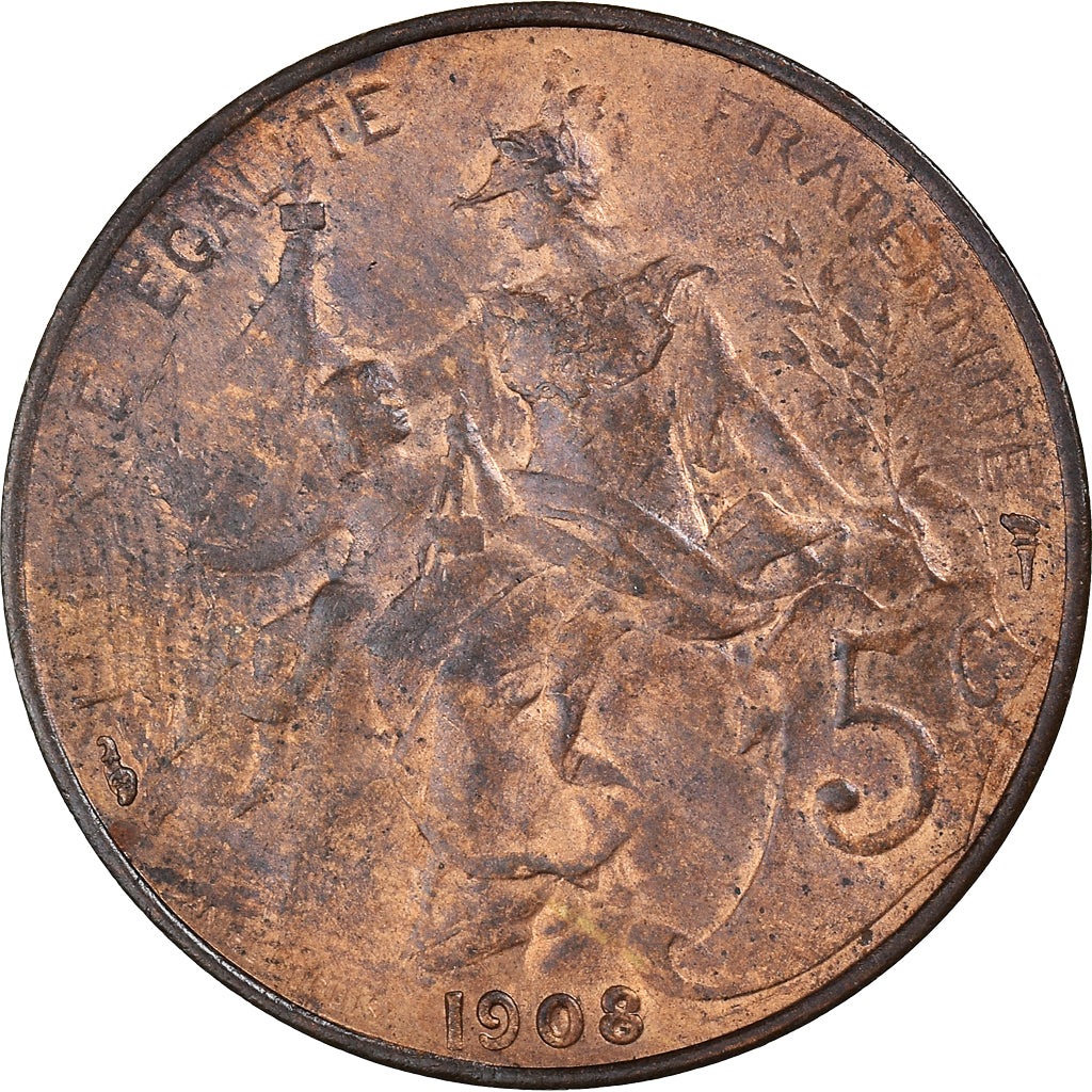 Coin, France, Dupuis, 5 Centimes, 1908, Paris, EF(40-45), Bronze, KM:842