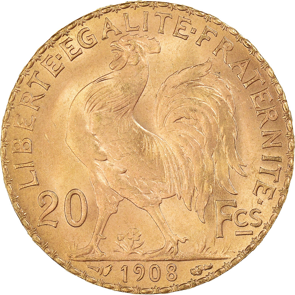 Coin, France, Marianne, 20 Francs, 1908, Paris, MS(64), Gold, KM:857