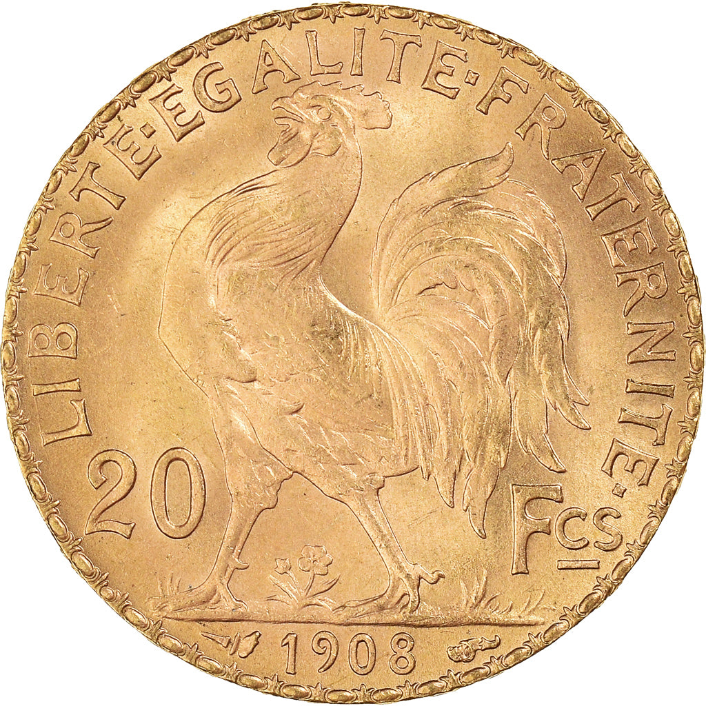 Coin, France, Marianne, 20 Francs, 1908, Paris, MS(65-70), Gold, KM:857