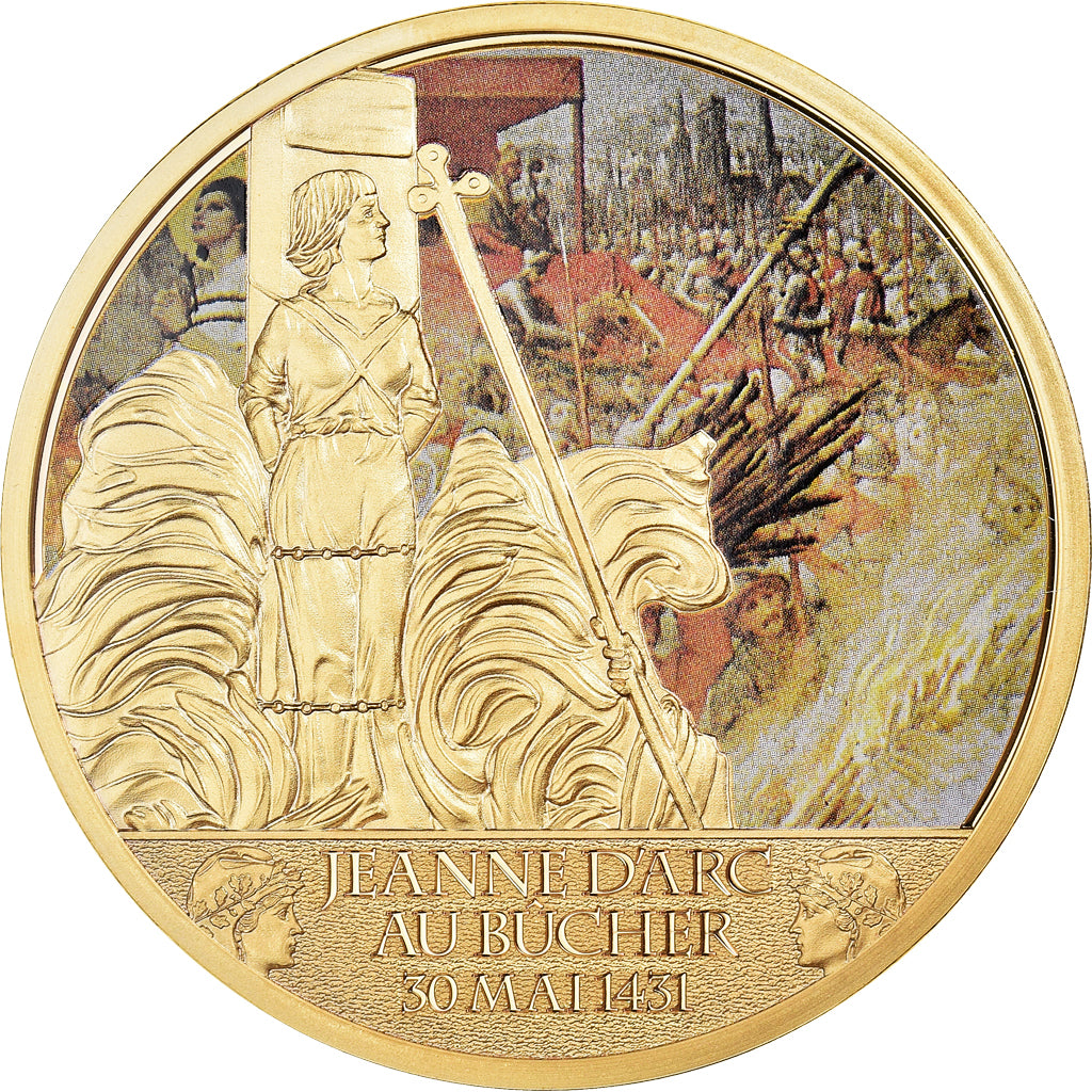 Francia, medalla, Histoire de France, Jeanne d'Arc au Bucher, History, FDC