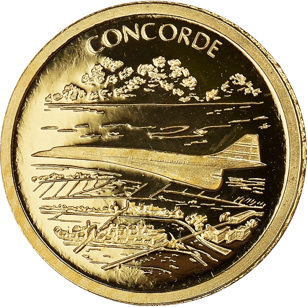 Francia, medaglia, Histoire de l'Aviation, Le Concorde, 2010, FDC, Oro