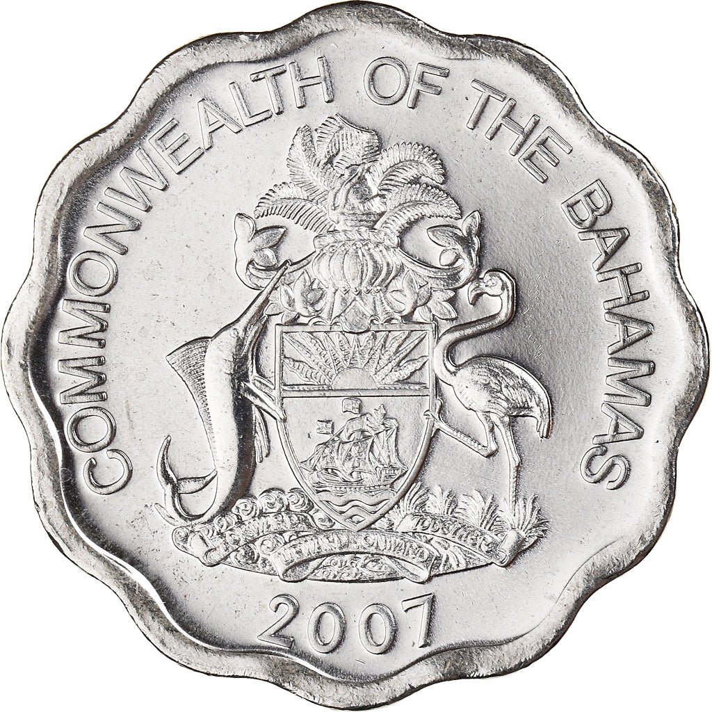 Moneta, Bahamas, Elizabeth II, 10 Cents, 2007, Franklin Mint, SPL+, Rame-nichel