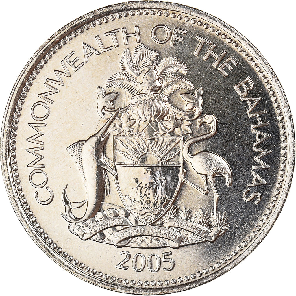 Coin, Bahamas, Elizabeth II, 25 Cents, 2005, MS(64), Copper-nickel, KM:63.2