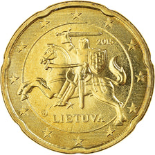 Litwa, 20 Euro Cent, 2015, MS(64), Mosiądz, KM:New