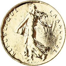 Moneta, Francja, Semeuse, Franc, 1976, Paris, gold-plated coin, EF(40-45)