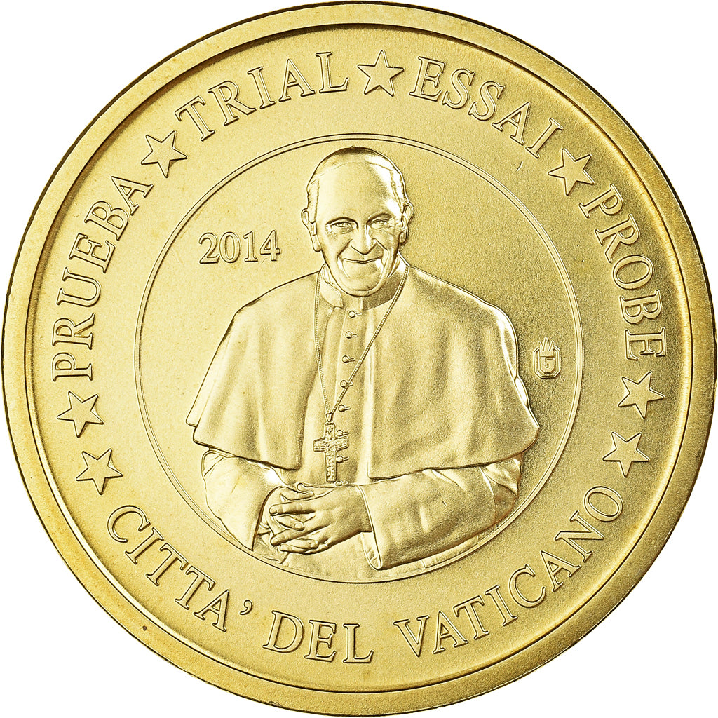 Vatican, 50 Euro Cent, 2014, unofficial private coin, MS(65-70), Brass