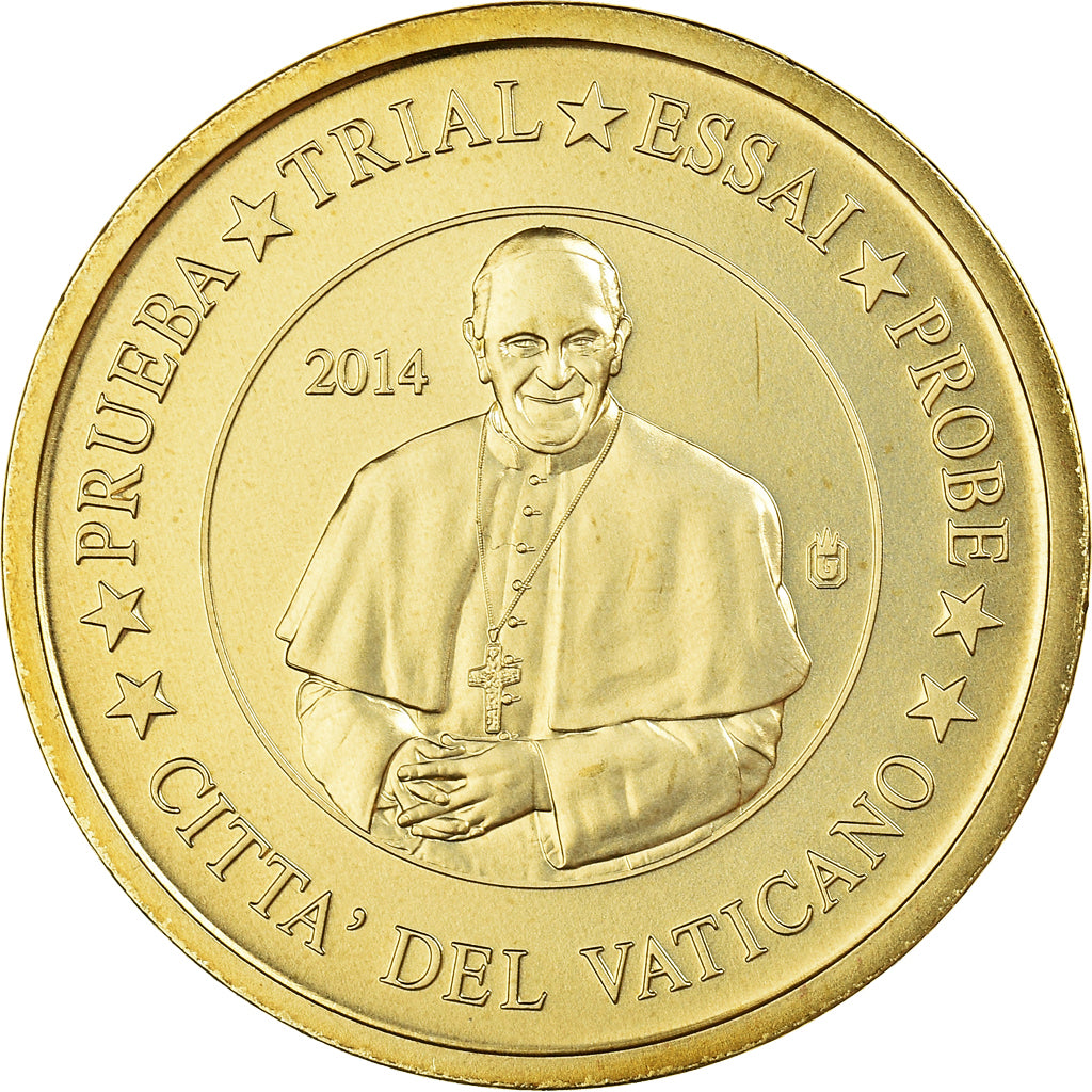 Vatican, 50 Euro Cent, 2014, unofficial private coin, MS(64), Brass