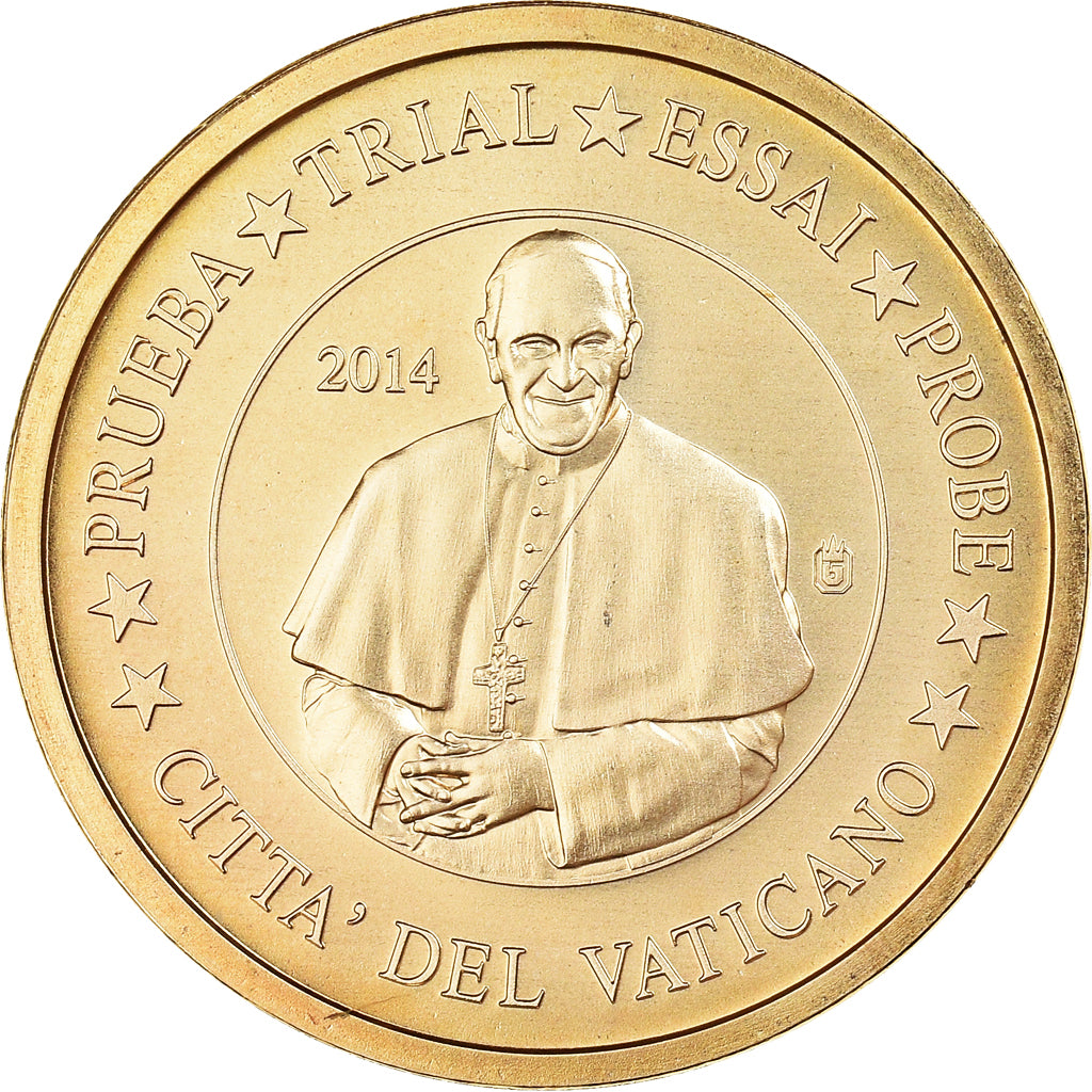 Vatican, 10 Euro Cent, 2014, unofficial private coin, MS(65-70), Brass