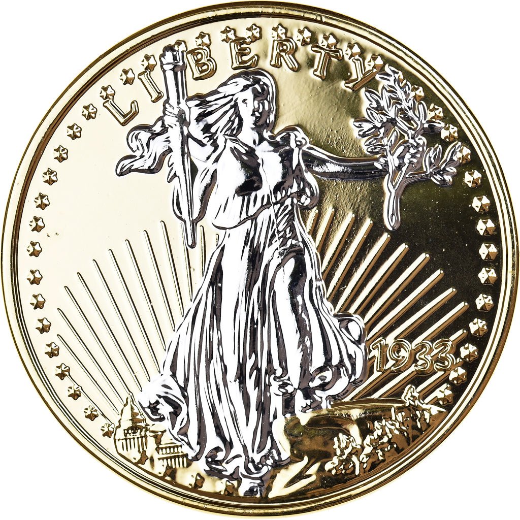 France, Medal, Reproduction Twenty Dollar Liberty, 1933, AU(55-58), Copper Gilt