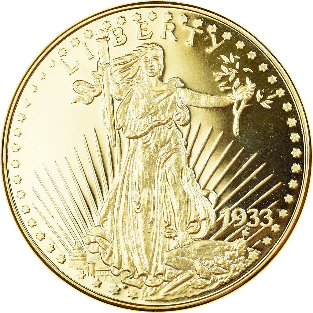France, Medal, Reproduction Twenty Dollar Liberty, 2003, MS(65-70), Copper Gilt