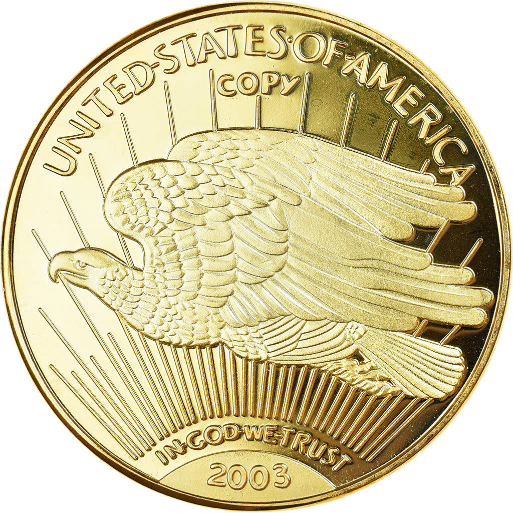 France, Medal, Reproduction Twenty Dollar Liberty, 2003, MS(65-70), Copper Gilt